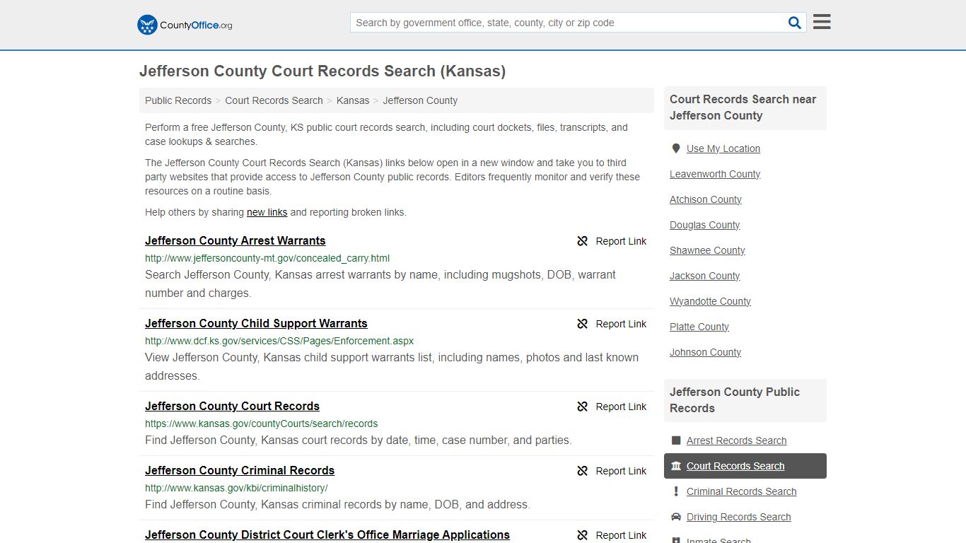 Jefferson County Court Records Search (Kansas) - County Office